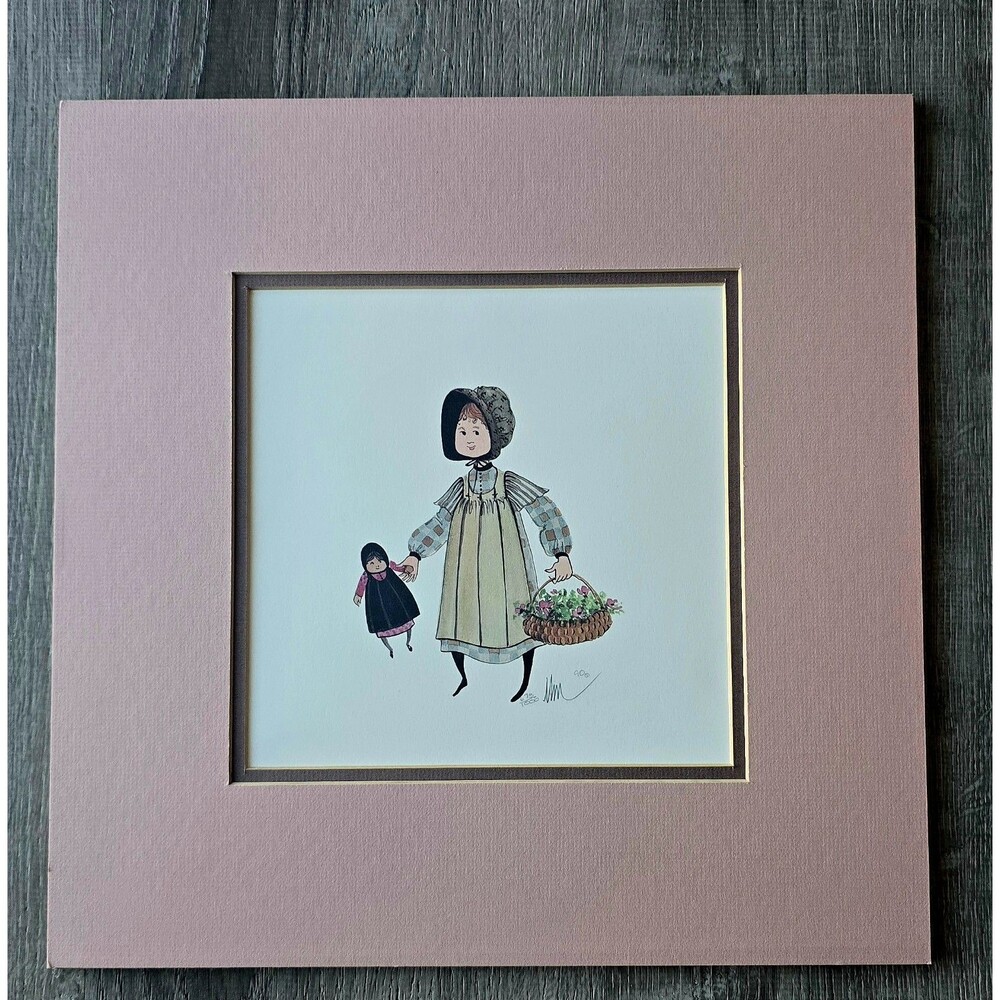 P. Buckley Moss -  1990 - Signed Numbered Print No 673 Matted Girl Series